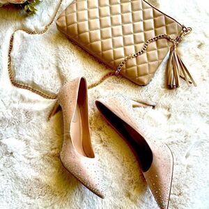 ♥️ Size 9 iridescent embellished suede pumps/heels, PRICE FIRM.